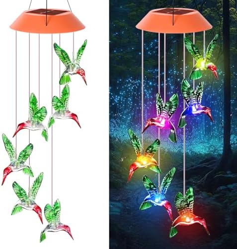 Hummingbird Solar Wind Chimes Garden Decor