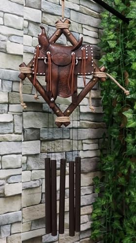 Ebros Gift Large Rustic Horse Saddle Wind Chime