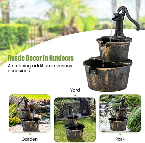 Tangkula 2-Tier Water Fountain Outdoor with Electric Pump