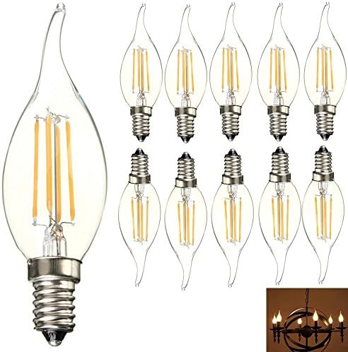 Chrasy E14 Base LED Bulbs 4W 10 Pack Warm White Candle Lamp Bulb