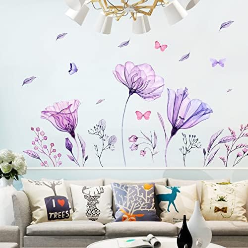 Removable Giant Purple Violet Flower Wall Decal Art