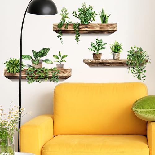 Green Plant Wall Decals 3D Bonsai Tropical Design