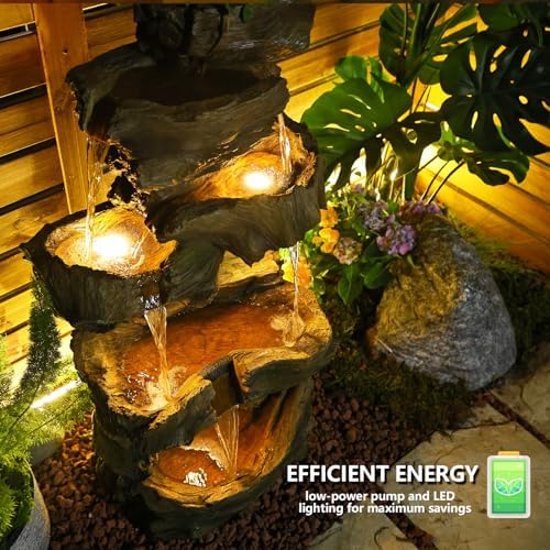 405 Inch H Outdoor Water Fountain with LED Lights