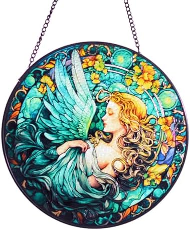 Fairy Angel Stained Glass Window Hanging 8 Inch Suncatcher