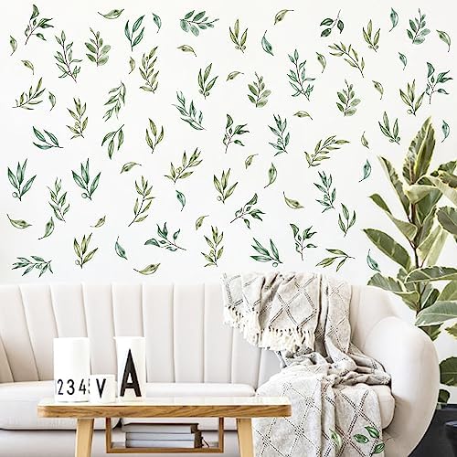 Green Leaves Wall Stickers Boho Botanical Tree Leaf Wall Decals