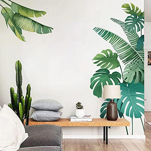 Runtoo Tropical Leaf Wall Decals for Living Room and Bedroom