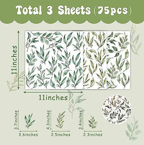 Green Leaves Wall Stickers Boho Botanical Tree Leaf Wall Decals