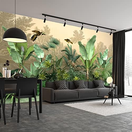 Tropical Rainforest Plantain Tree with Bird Mural Wall Decor