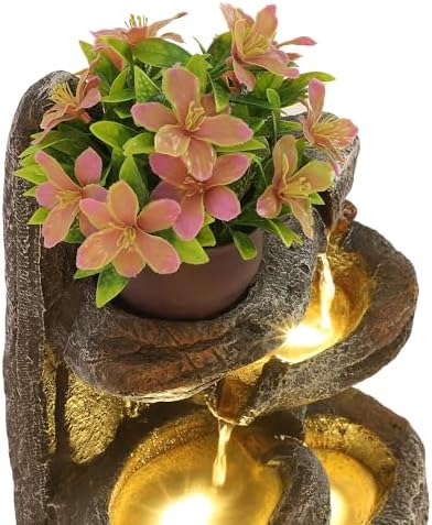 6-Tiered Cascading Rock Water Fountain with LED Lights