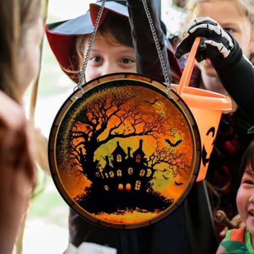 Haunted Acrylic Window Hanging Ghost Castle Halloween Decor