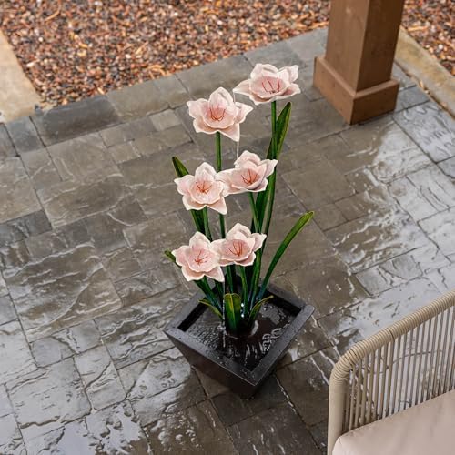 XBrand Freestanding Flower Water Fountain with LED Lights 39 Tall