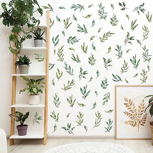 Green Leaves Wall Stickers Boho Botanical Tree Leaf Wall Decals