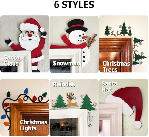 2024 Wooden Christmas Door Topper with Santa and Reindeer Design
