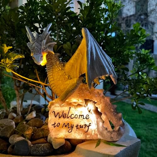 Solar Dragon Statue Welcome to My Turf Garden Decor