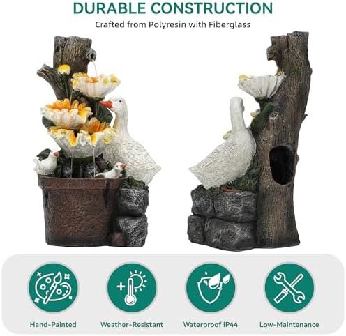 191 Inch Farmhouse Duck Water Fountain with Sunflower
