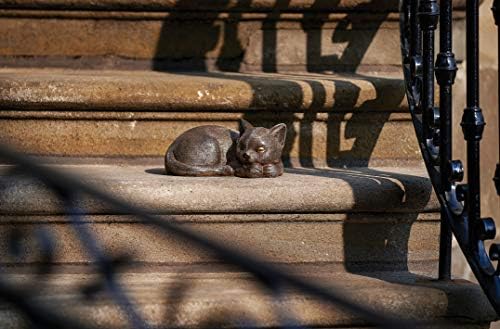 Roman Garden Bronze Sleeping Cat Statue 35H
