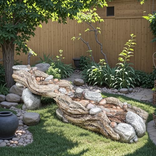 60 Inch 5 Tier Outdoor Waterfall Fountain with LED Light