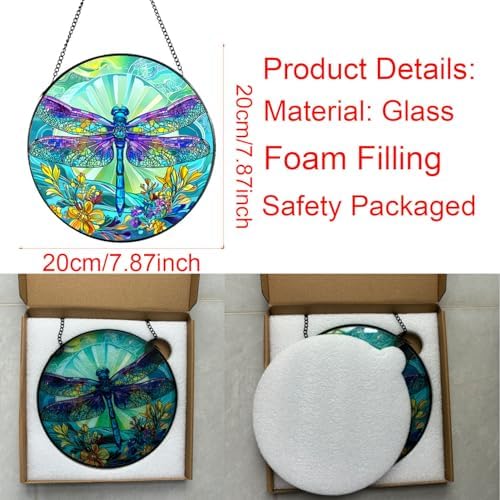 Dragonfly Stained Glass Window Hanging 787 Inch Suncatcher Wall Art