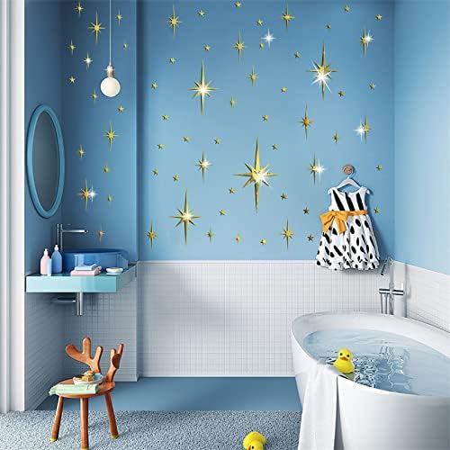 Easma 3D Gold Star Mirror Wall Decal