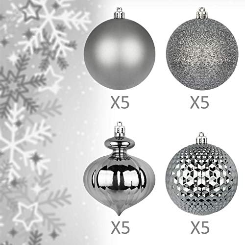 KI Store 315-Inch Gray Christmas Balls 20pcs