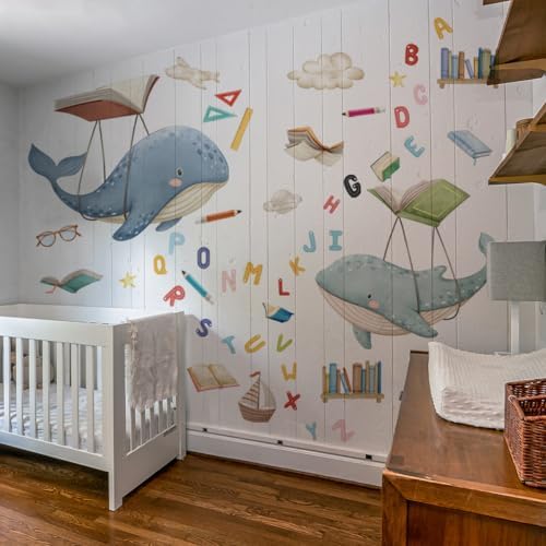 47x29 Inch Whale Wall Decals for School Classrooms