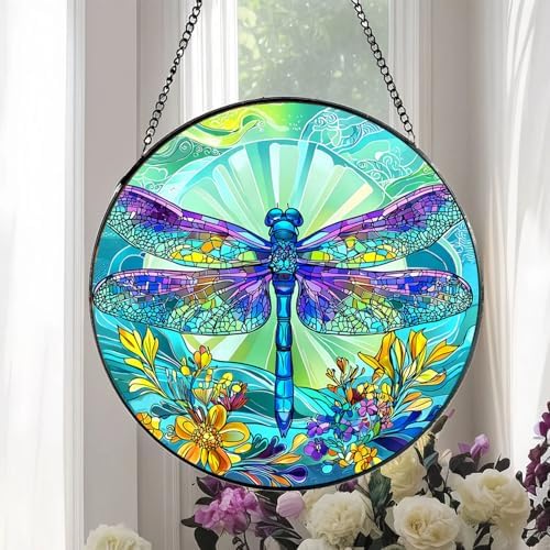 Dragonfly Stained Glass Window Hanging 787 Inch Suncatcher Wall Art