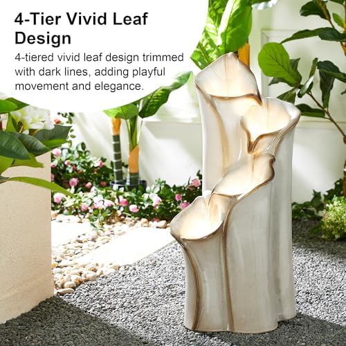 Glitzhome 3125 H Outdoor Water Fountain with LED Lights and Pump