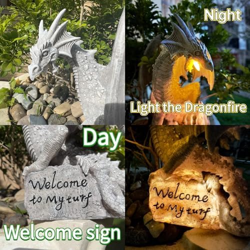 Solar Dragon Statue Welcome to My Turf Garden Decor