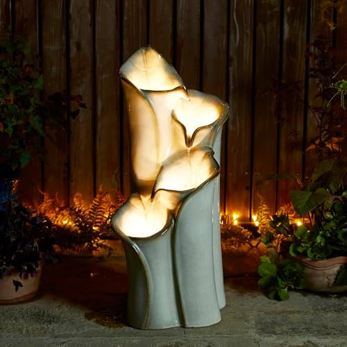 Glitzhome 3125 H Outdoor Water Fountain with LED Lights and Pump