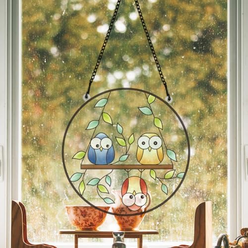 FREEBLOSS Funny Birds Suncatcher Window Hanging