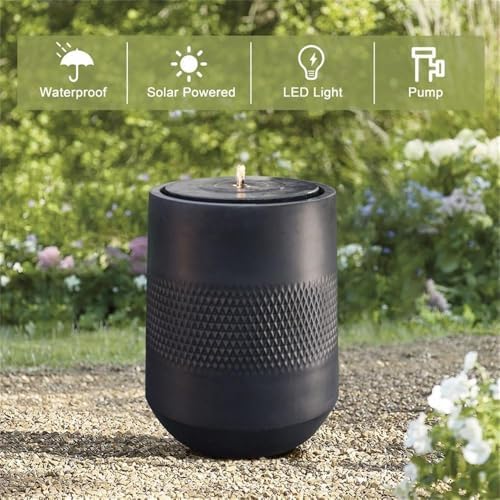 LuxenHome 23 Inch Solar Water Fountain Outdoor with LED Lights