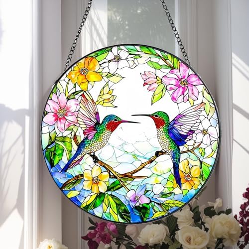 Hummingbird Stained Glass Window Suncatcher 787 Inch Round Decor