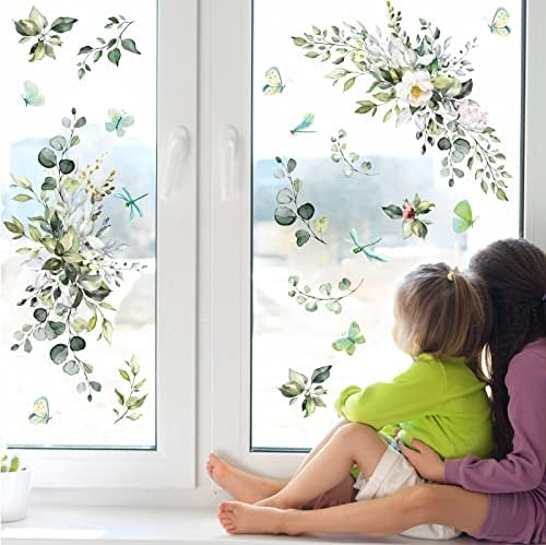 Boho Wall Decals with Hanging Leaves and Butterflies Design