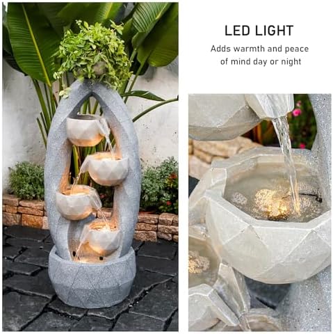 4-Tiered LED Water Fountain with Modern Circle Design and Durable Construction 4587H