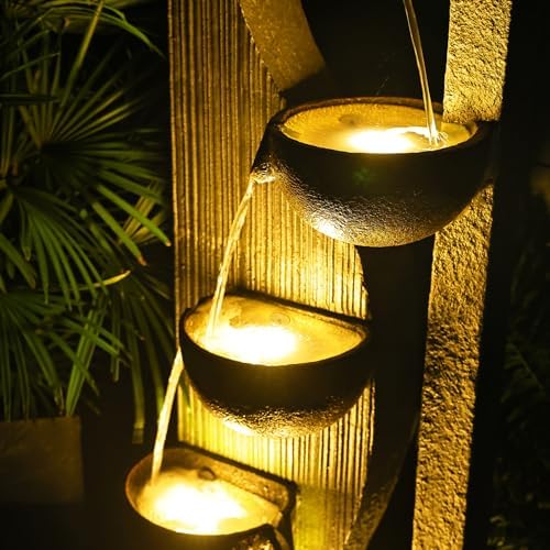Sunlinua 5 Tiered Garden Water Fountain with LED Lights
