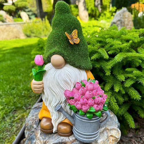 Mood Lab Garden Gnome with Solar Tulips and LED Lights