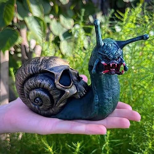 Halloween Skull Snail Statue for Garden Outdoor Decor