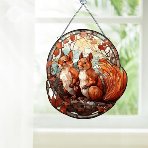 Stained Acrylic Window Squirrel Decor Suncatcher