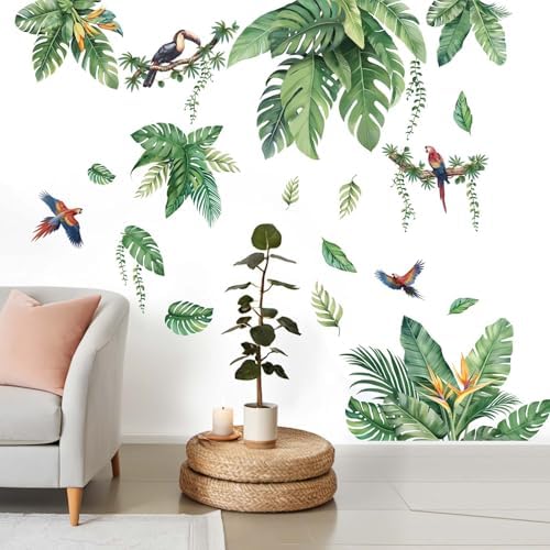 Amimagen Tropical Leaf Wall Stickers for Living Room Decor