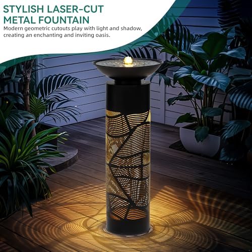 315 Inch H Metal Cutout Fountain with LED Lights