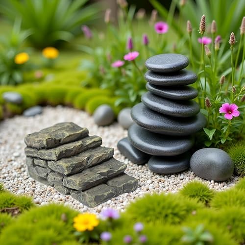 Gray Resin Outdoor Bridge Stairs Garden Statue