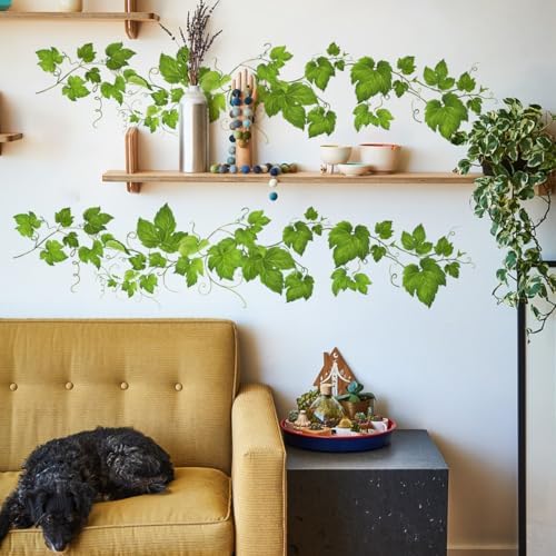 iMagitek 4 Pack Green Leafy Vine Wall Decals