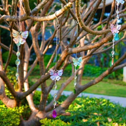 5 Piece Sparkly Butterfly Suncatchers Set for Home and Garden