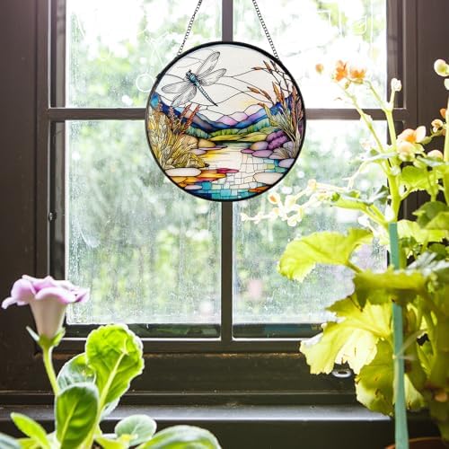 Dragonfly Sun Catcher Stained Glass Decor 78 Inch