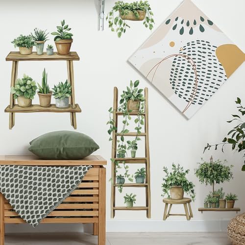 3D Potted Plants Wall Decals Set