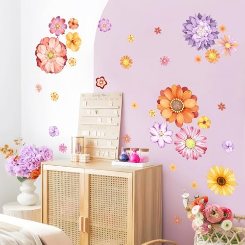 Supzone Boho Flower Wall Decals for Living Room and Bedroom