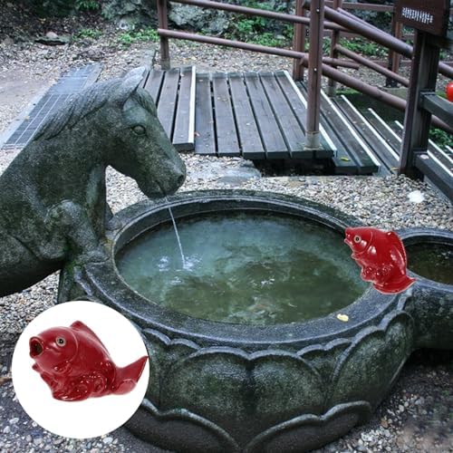 HOMSFOU Ceramic Fish Fountain Garden Water Feature