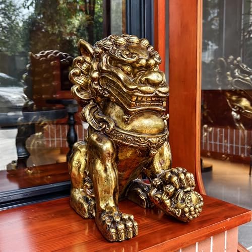 ZOEJADE 21 Inch Large Resin Guardian Lion Outdoor Decor