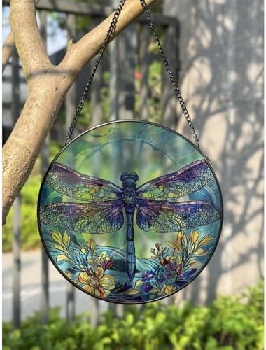 Dragonfly Stained Glass Window Hanging 787 Inch Suncatcher Wall Art