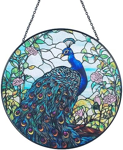 78 Incher Peacock Suncatcher Stained Glass Decor